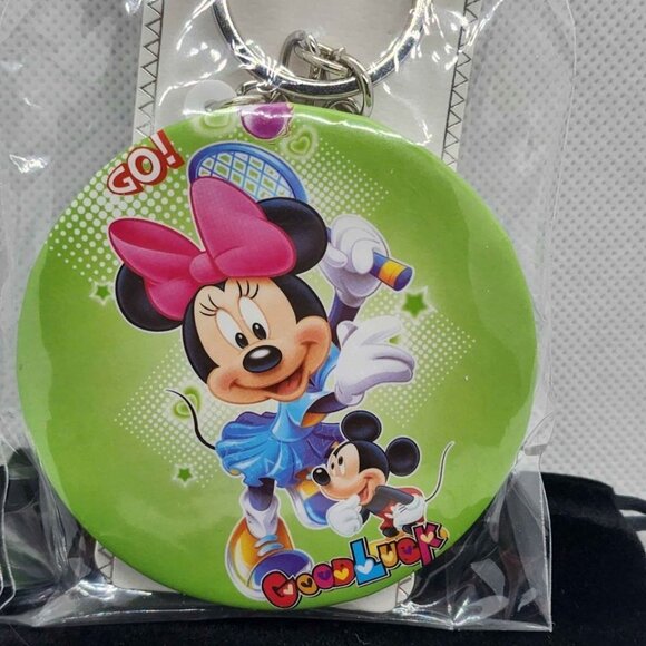 Brand New   one keychain - MINNIE MOUSE  & MICKEY double mirror - Picture 2 of 4